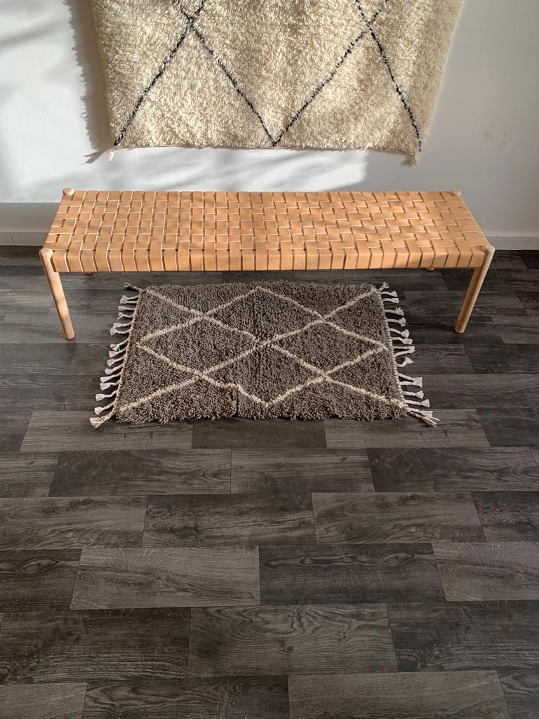 Teak Woven Leather, Benches Woven Leather Stool, Woven Natural, Leather Strap Bench, Saddle, -HANDMADE, Entryway bench, and of bed benchE