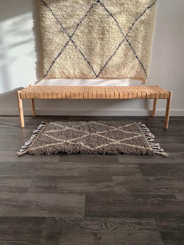 Teak Woven Leather, Benches Woven Leather Stool, Woven Natural, Leather Strap Bench, Saddle, -HANDMADE, Entryway bench, and of bed benchE