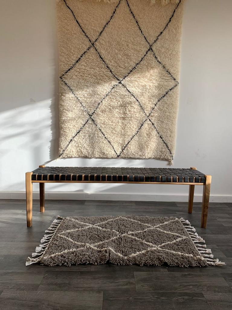 Teak Woven Leather, Benches Woven Leather Stool, Woven Natural, Leather Strap Bench, Saddle, -HANDMADE, Entryway bench, and of bed benchE