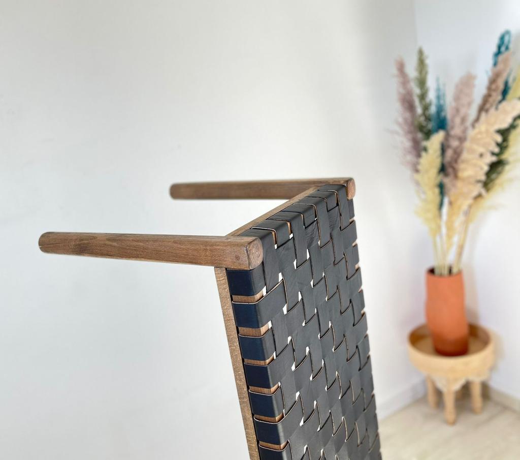 Woven Natural, Leather Strap Bench, Saddle, -HANDMADE, Entryway bench, and of bed benche, Teak Woven Leather, Benches Woven Leather Stool