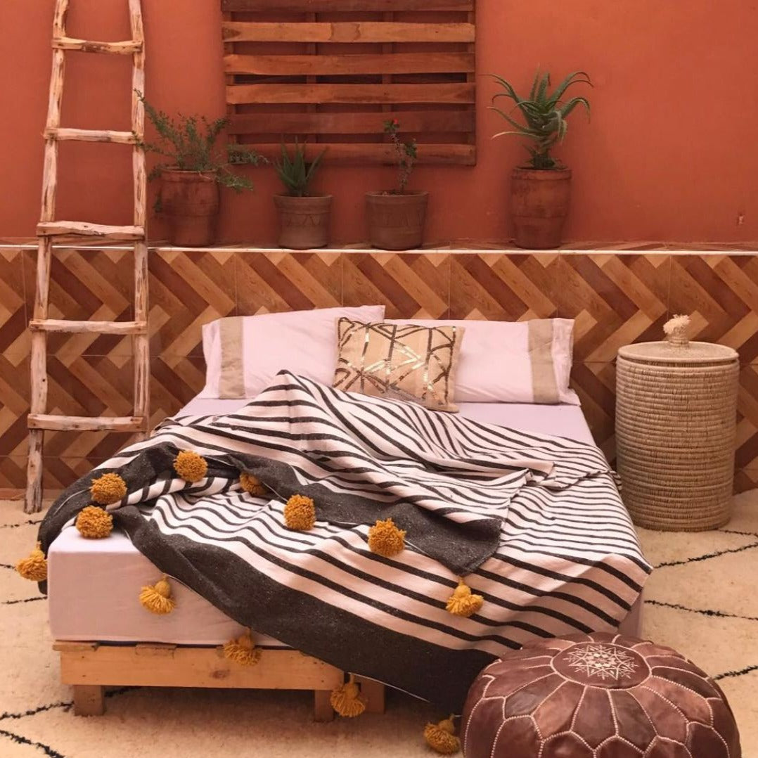 MoroccanPompomBlanket_MoroccanBlanket_MoroccanThrowBlanket_PomPoms_BohoBlanket_BedCover_youcanchooseanycolorofthepompom34