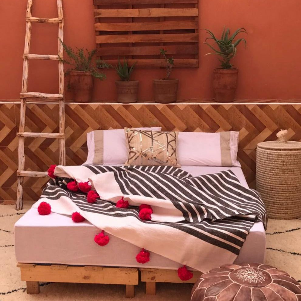 MoroccanPompomBlanket_MoroccanBlanket_MoroccanThrowBlanket_PomPoms_BohoBlanket_BedCover_youcanchooseanycolorofthepompom38