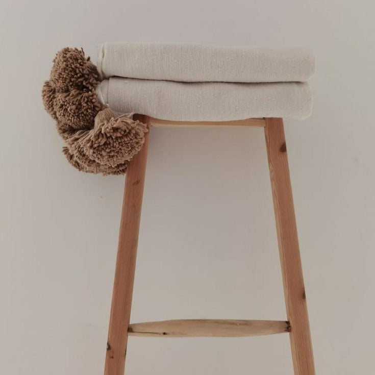 Pom Pom Blanket, moroccan bedding , Pom Pom throw, must have, handwoven blanket, Cotton blanket, moroccan throw blanket 13