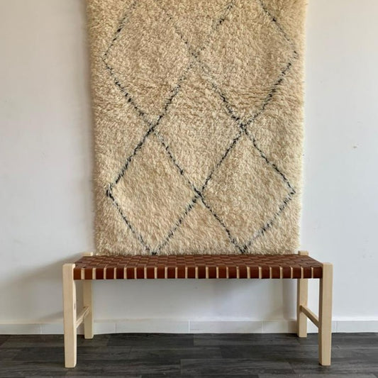 Teak Woven Leather, Benches Woven Leather Stool, Woven Natural, Leather Strap Bench, Saddle, -HANDMADE, Entryway bench, and of bed benchE