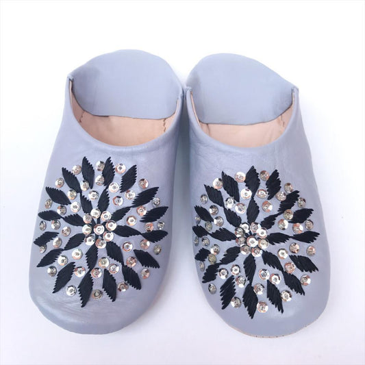 Moroccan Sequin Babouche Slippers, Moroccan Slippers, Handmade Slippers, Leather Slippers, leather mules, artisanat morocco, slippers indoor, slippers outdoor