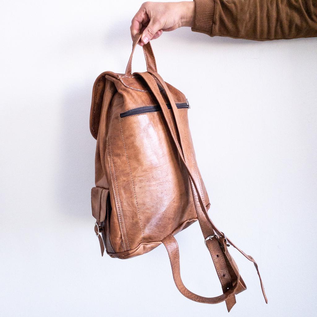 MoroccanLeatherBackpack-Handmade Leather Backpack Traditional Moroccan Backpack Crafted Backpack Leather Knapsack Bohemian Leather Bag 2