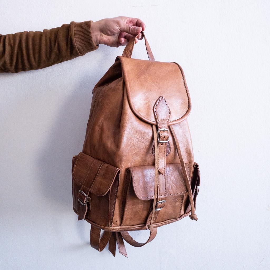 MoroccanLeatherBackpack-Handmade Leather Backpack Traditional Moroccan Backpack Crafted Backpack Leather Knapsack Bohemian Leather Bag 3