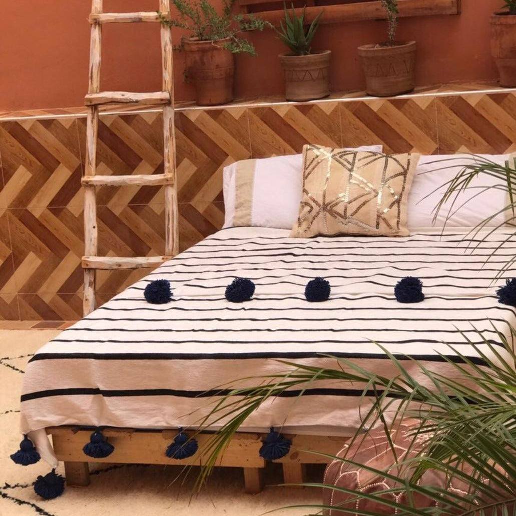 MoroccanPompomBlanket_MoroccanBlanket_MoroccanThrowBlanket_PomPoms_BohoBlanket_BedCover_youcanchooseanycolorofthepompom36